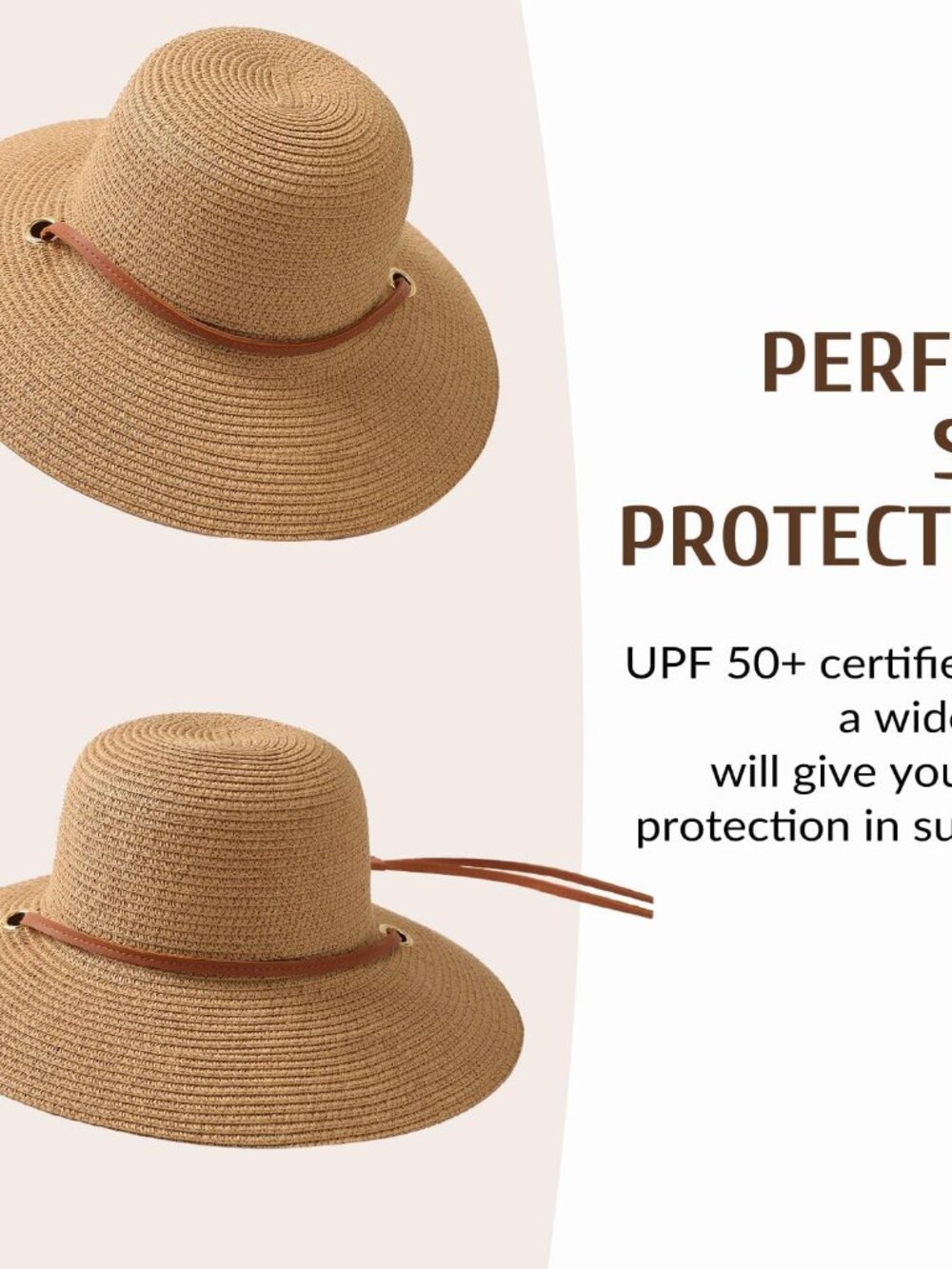 Beach Hat for Women, Wide Brim Sun Straw Hats for Women, Sun Hat Womens UPF 50+ - Picture 3 of 7